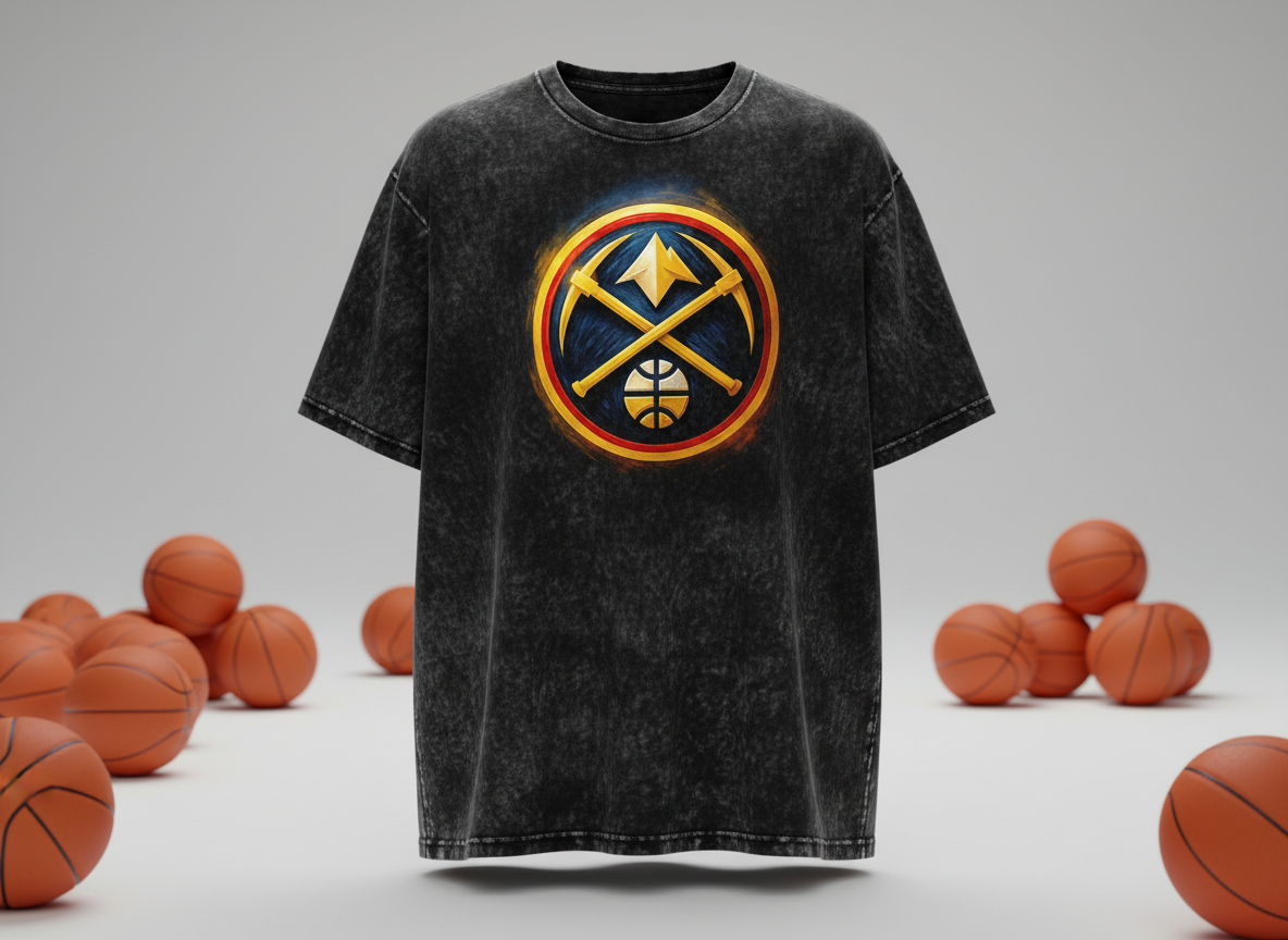 Denver Nuggets Logo Stonewash Throwback Vintage Tee