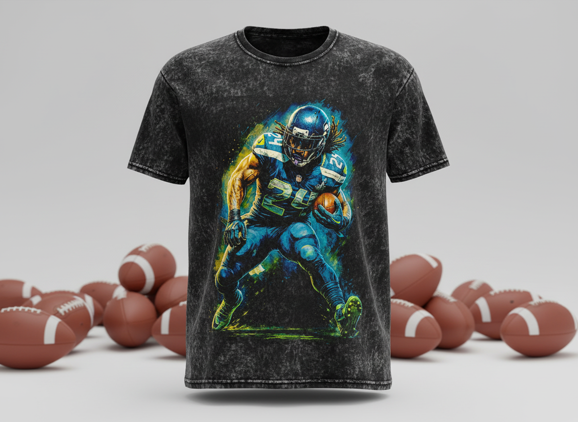 Marshawn Lynch #24 Seahawks Runner Throwback Vintage Tee