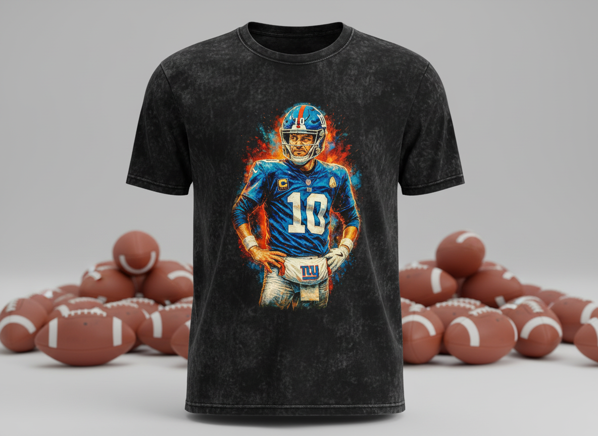 Eli Manning #10 Giants Helmet Throwback Vintage Tee