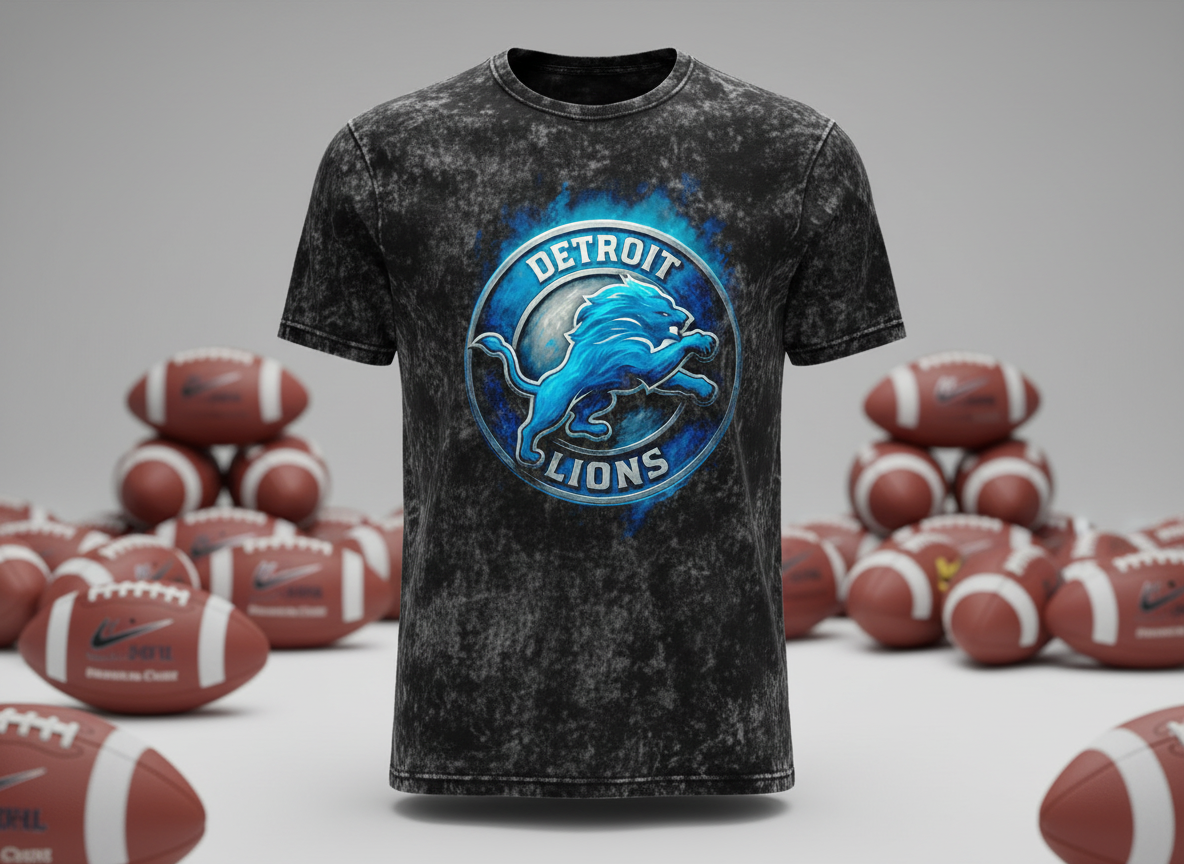 Detroit Lions Circle Logo Stonewash Throwback Vintage Tee