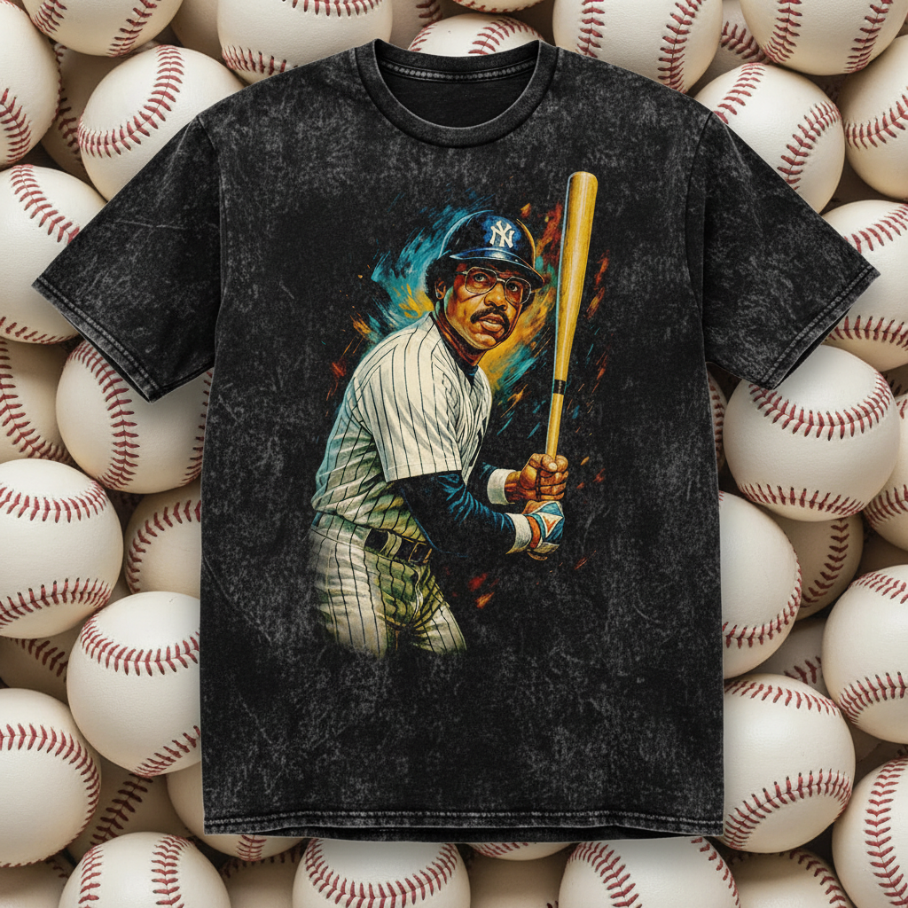 Reggie Jackson Stone-Wash Yankees Batter Throwback Vintage Tee