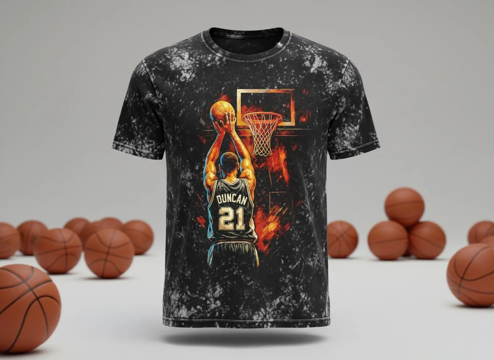 Tim Duncan #21 Spurs Signature Throwback Vintage Tee
