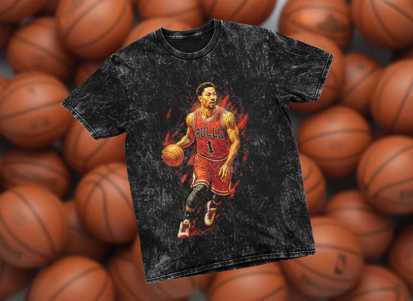 D-Rose #1 Bulls Dribble Throwback Vintage Tee