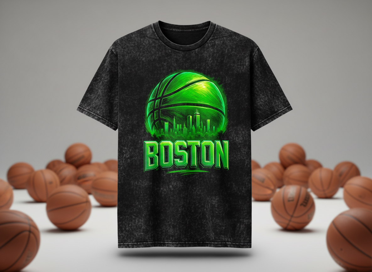Boston Celtics City Logo Stonewash Throwback Vintage Tee