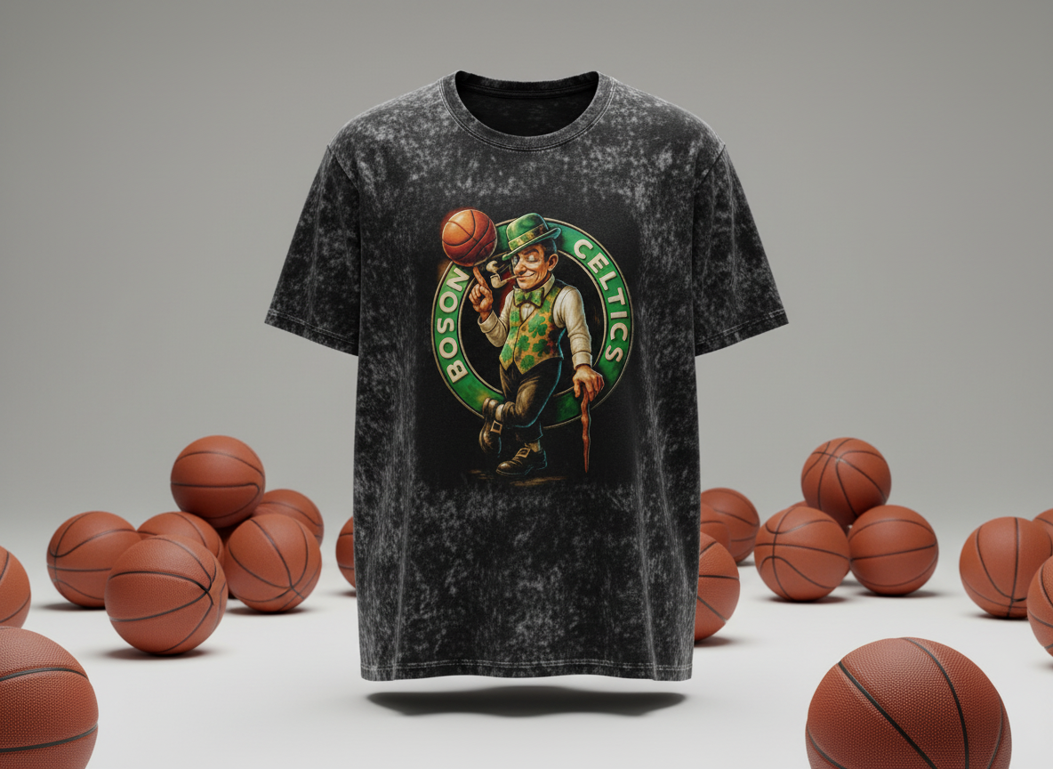 Boston Celtics Logo Stonewash Throwback Vintage Tee