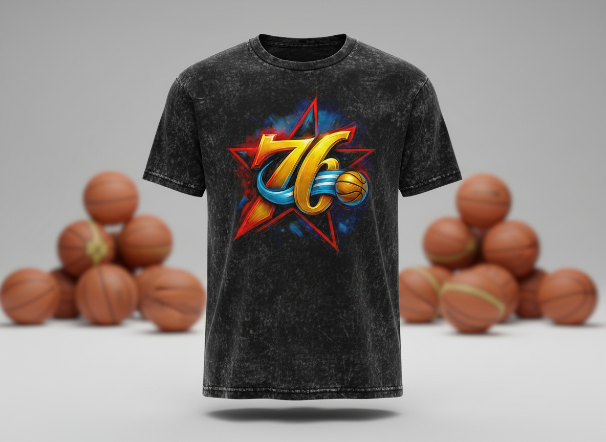 Philadelphia 76ers Star Logo Stonewash Throwback Vintage Tee