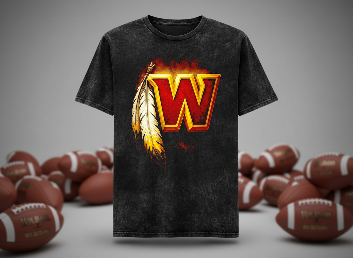 Washington Commanders W Logo Stonewash Throwback Vintage Tee