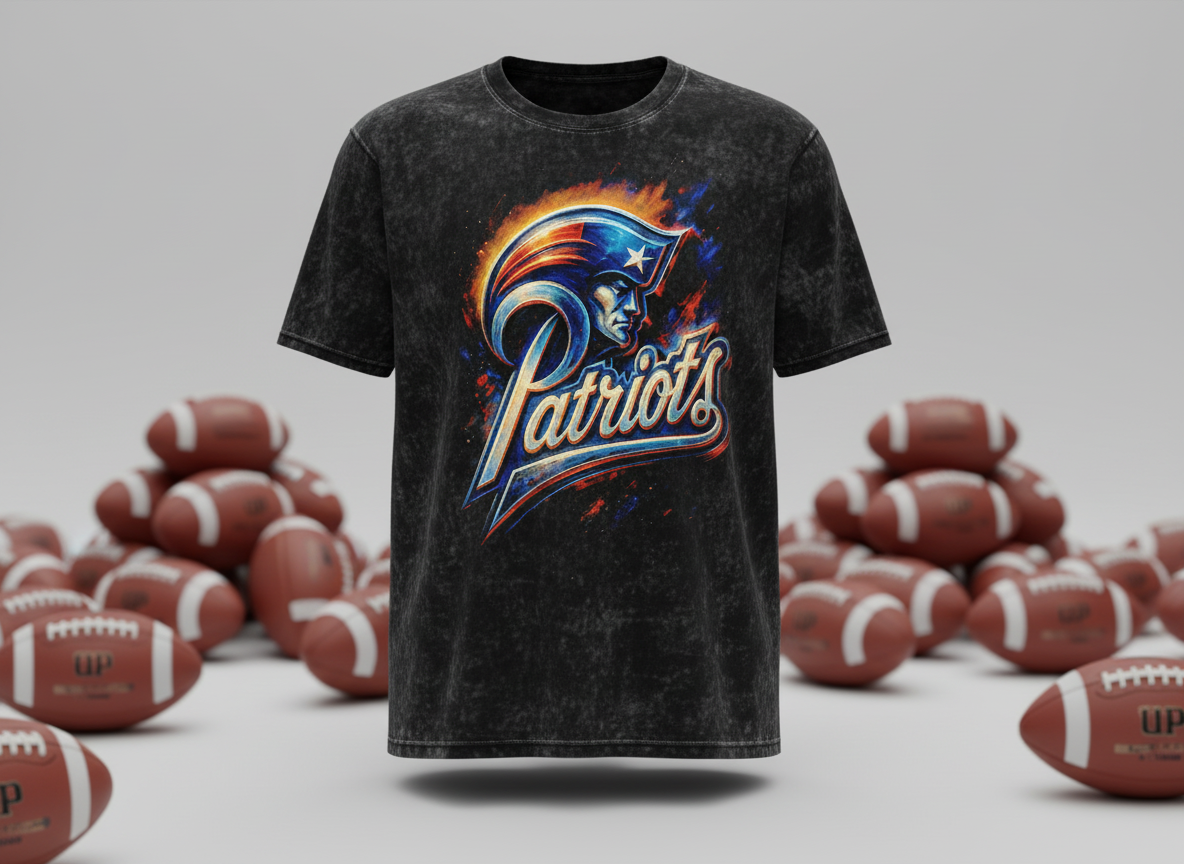 New England Patriots Logo Stonewash Throwback Vintage Tee