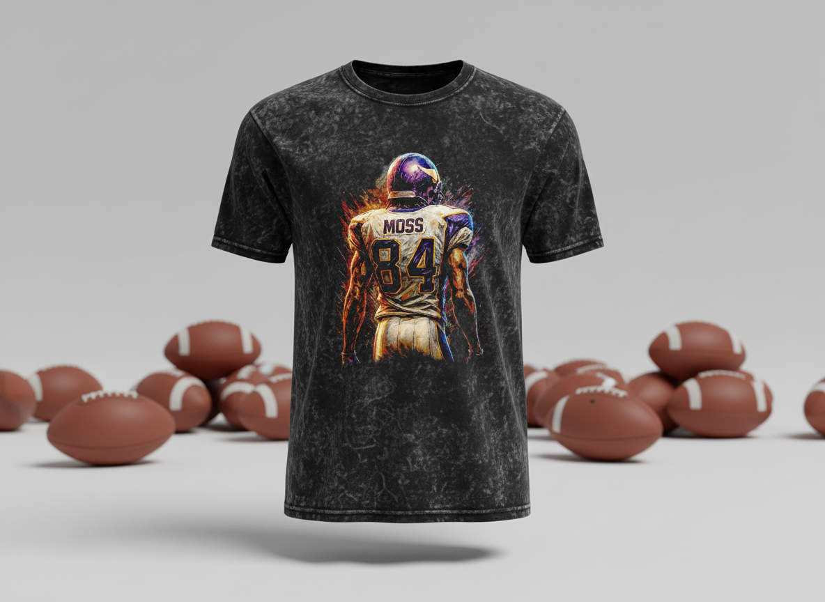 Randy Moss #84 Vikings Fire Back Throwback Vintage Tee
