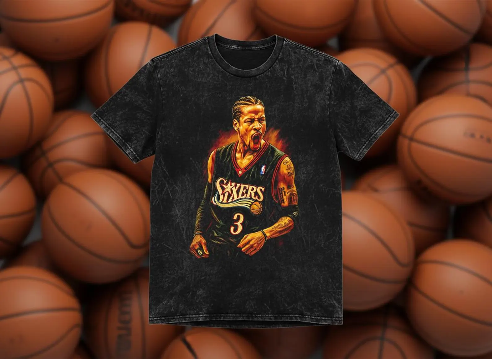 Iverson #3 Sixers Scream Throwback Vintage Tee