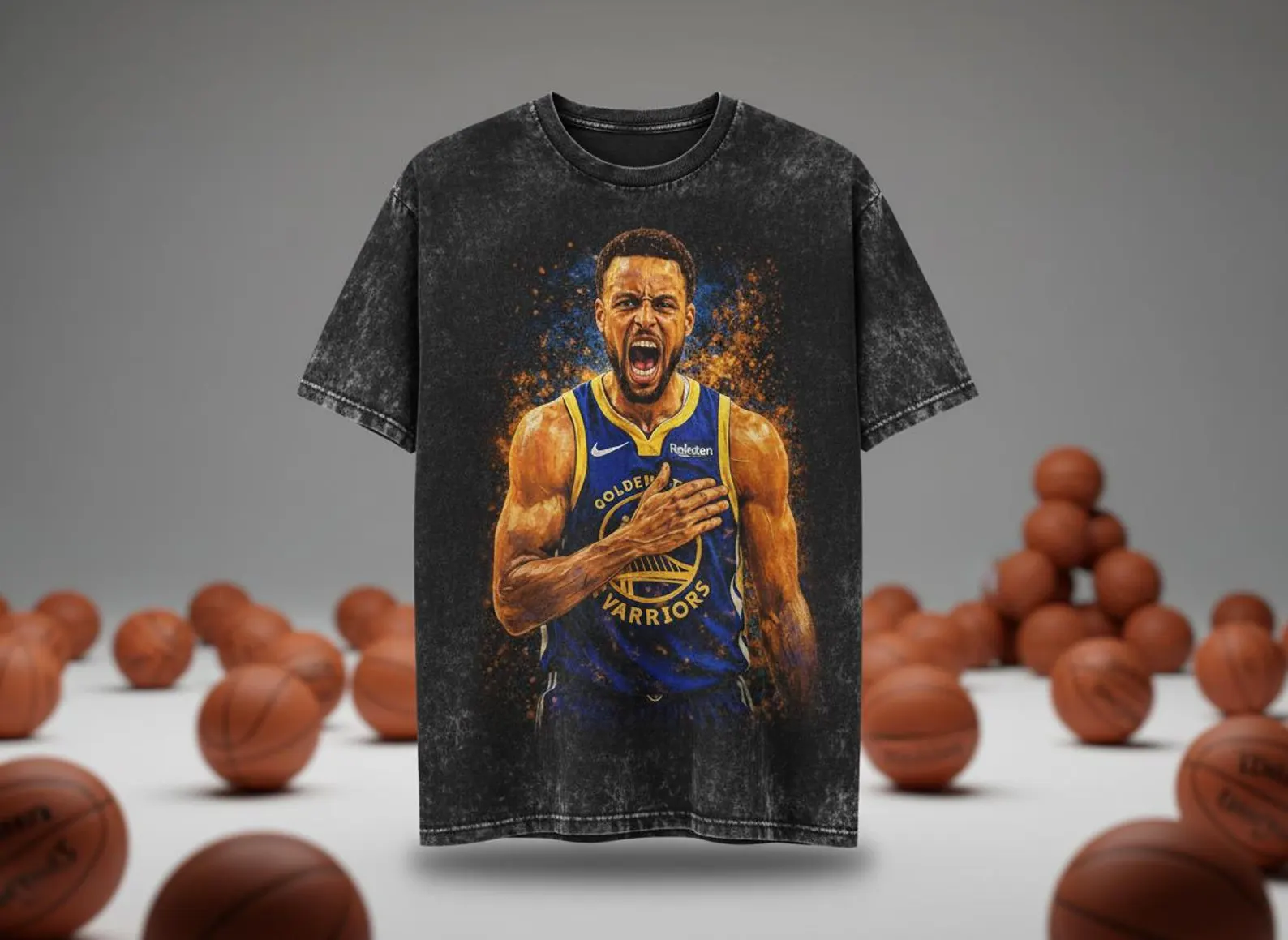 Curry Warriors Chest Pound Throwback Vintage Tee