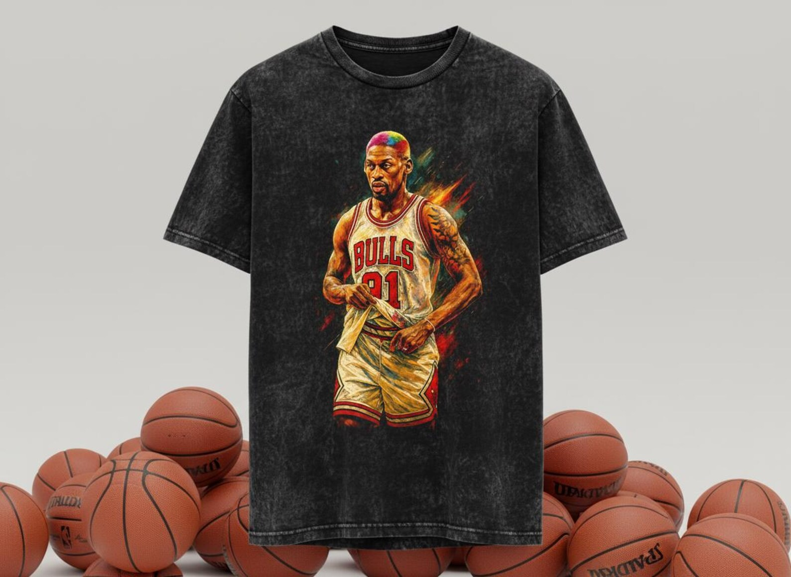 Rodman #91 Bulls Full Body Throwback Vintage Tee
