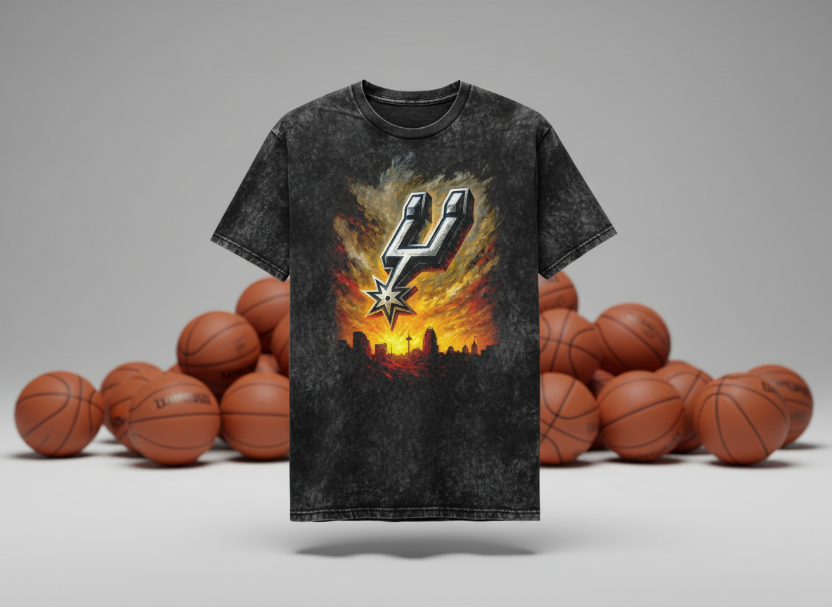 San Antonio Spurs City Logo Stonewash Throwback Vintage Tee