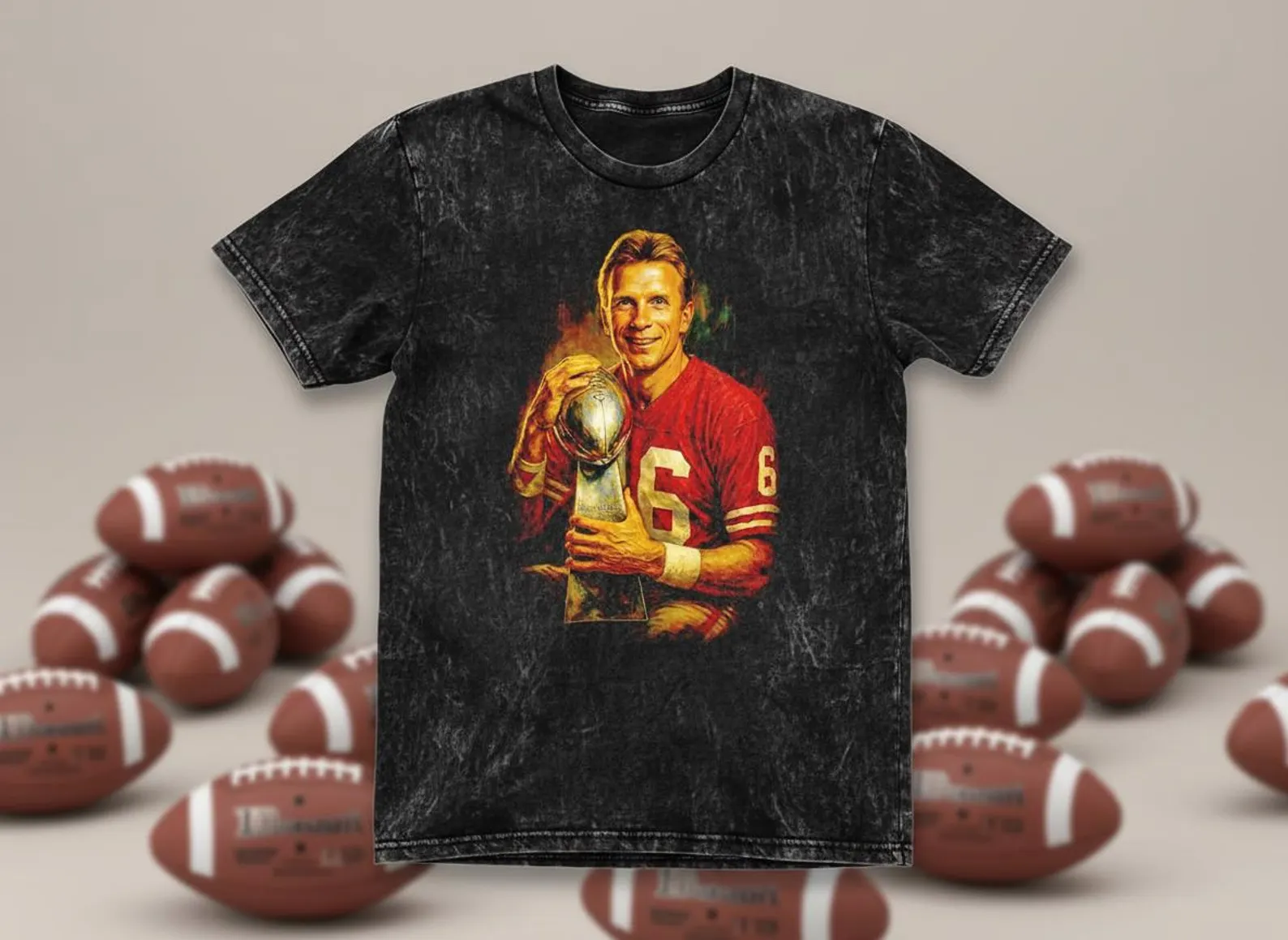 Joe Montana #16 49ers Trophy Throwback Vintage Tee