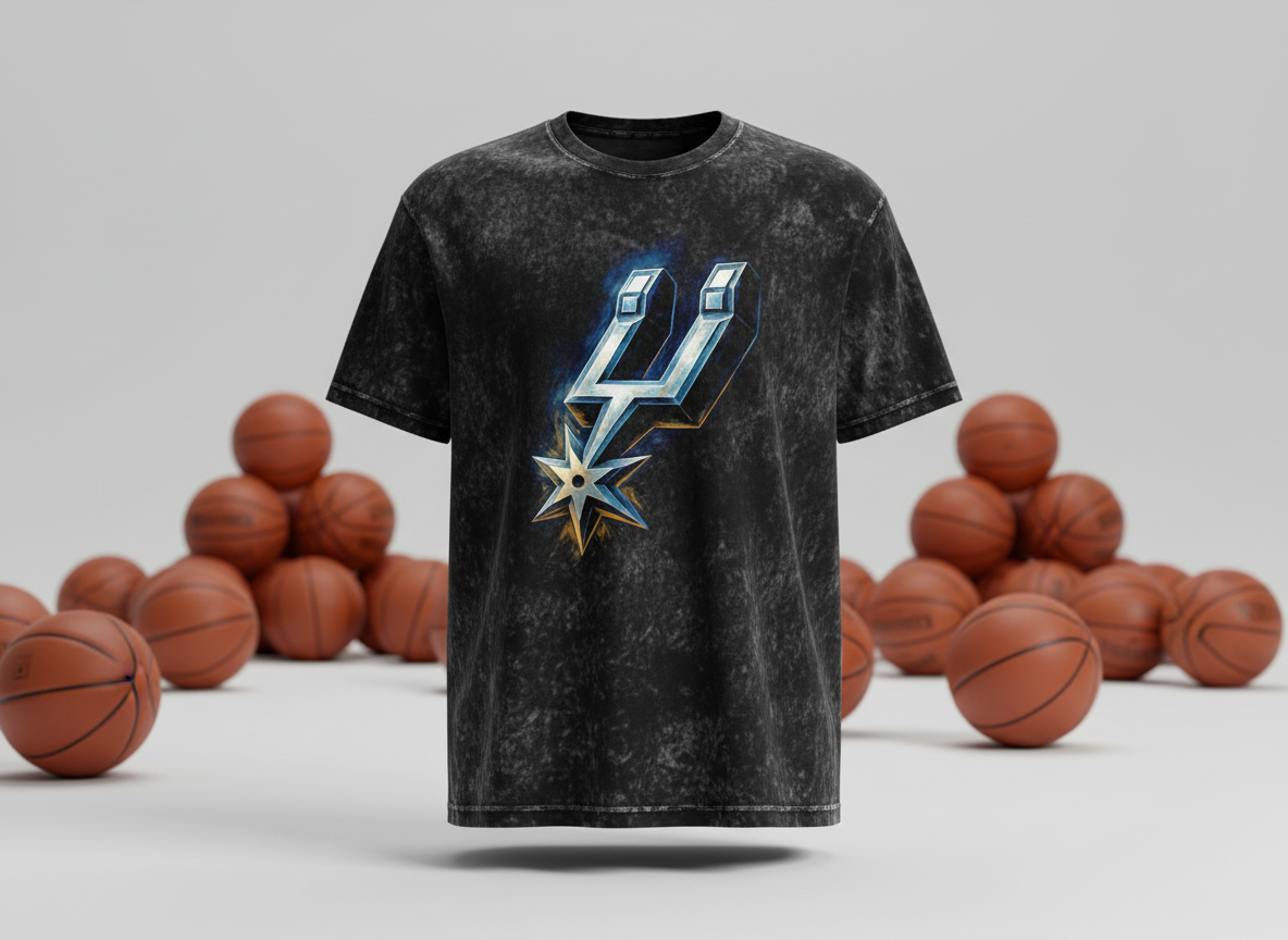 San Antonio Spurs Logo Stonewash Throwback Vintage Tee