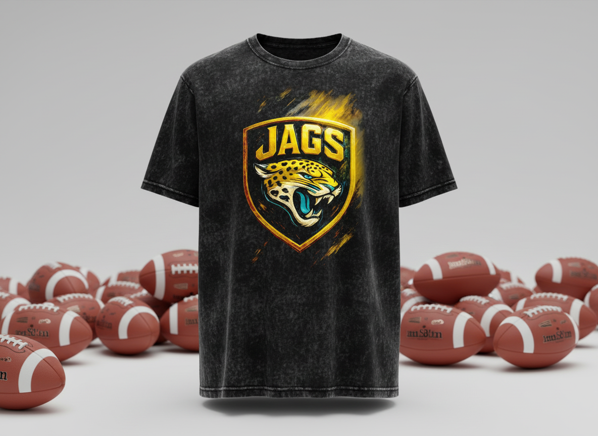 Jacksonville Jaguars Jags Shield Stonewash Throwback Vintage Tee