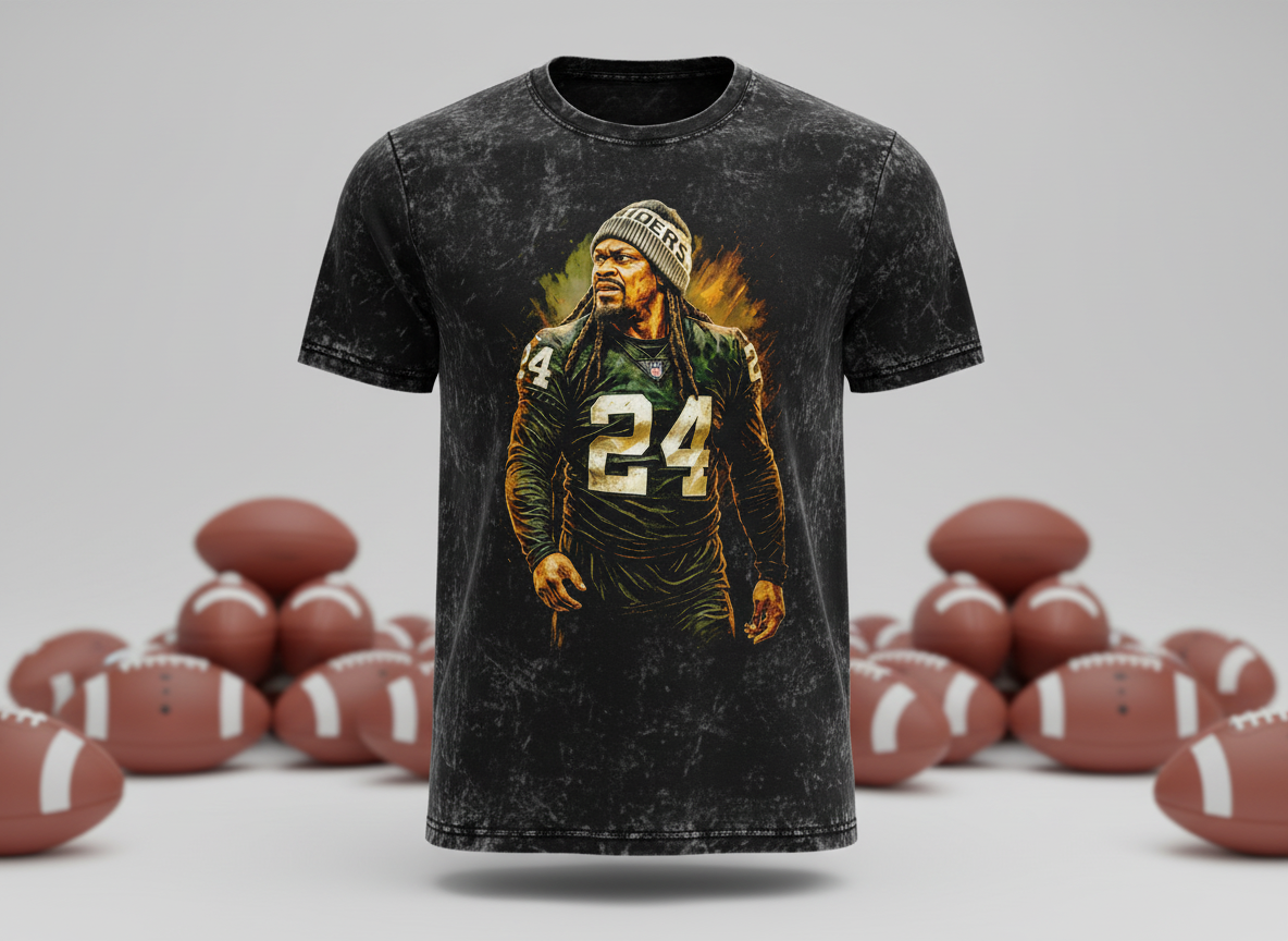 Marshawn Lynch #24 Raiders Beanie Throwback Vintage Tee