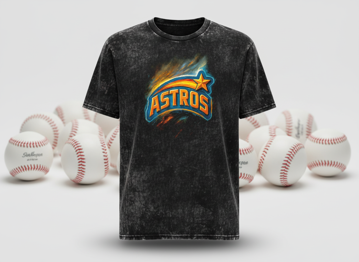 Houston Astros Vintage Logo Stonewash Throwback Vintage Tee