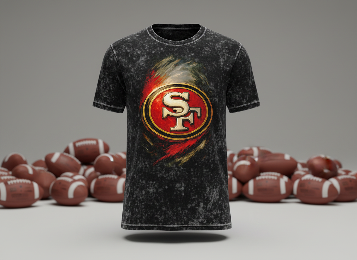 San Francisco 49ers SF Logo Stonewash Throwback Vintage Tee