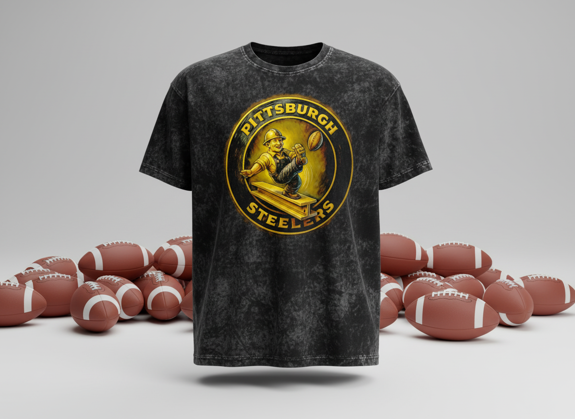 Pittsburgh Steelers Vintage Circle Logo Stonewash Throwback Vintage Tee