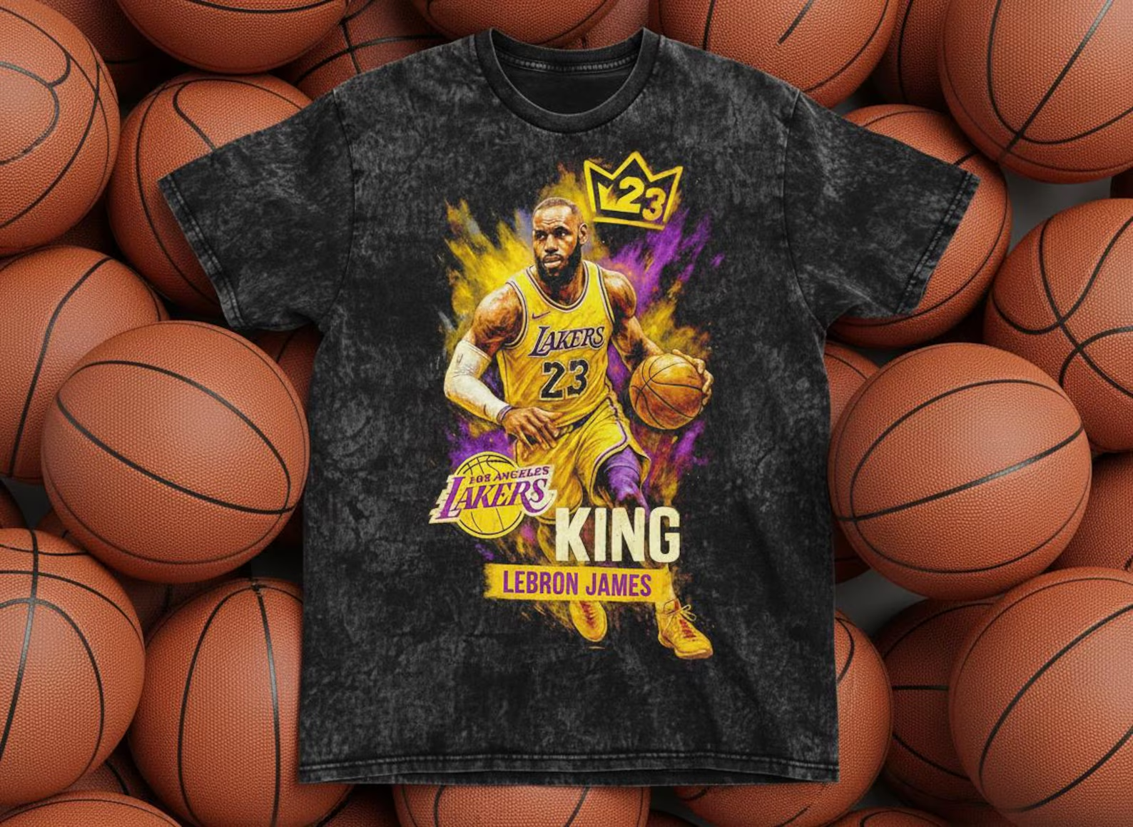 LeBron King #23 Lakers Throwback Vintage Tee
