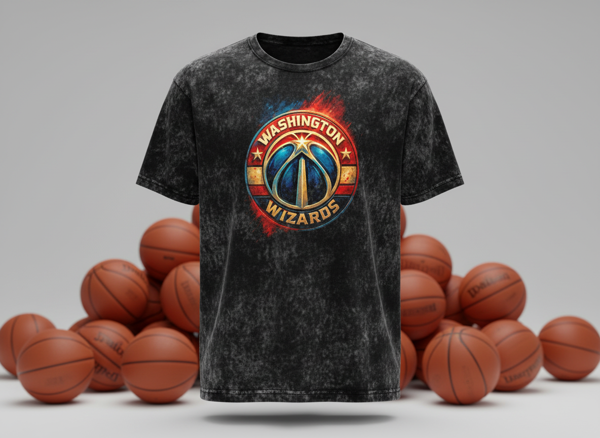 Washington Wizards Logo Stonewash Throwback Vintage Tee