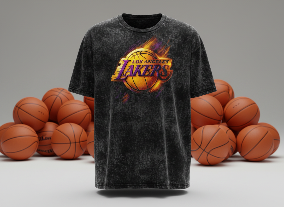 Los Angeles Lakers Logo Stonewash Throwback Vintage Tee