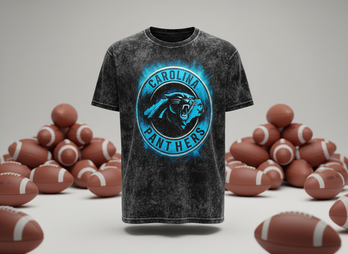 Carolina Panthers Circle Logo Stonewash Throwback Vintage Tee