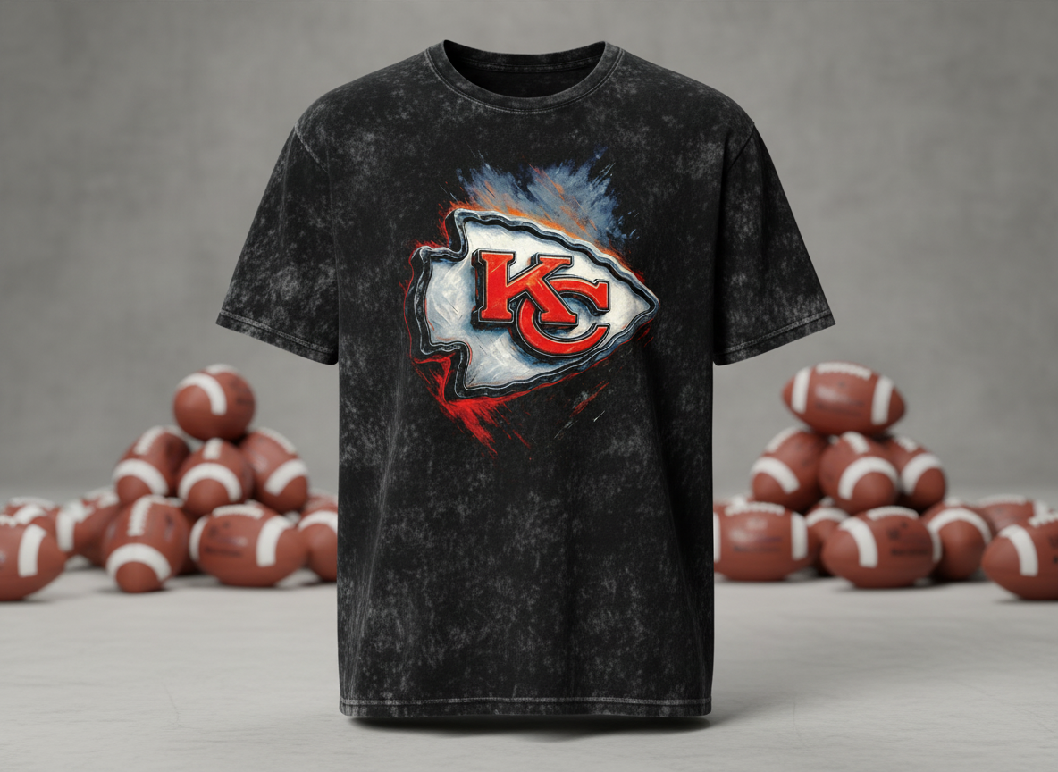 Kansas City Chiefs KC Arrowhead Stonewash Throwback Vintage Tee