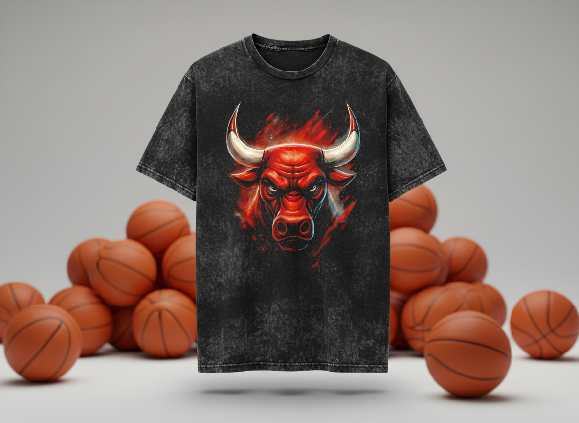Chicago Bulls Logo Stonewash Throwback Vintage Tee