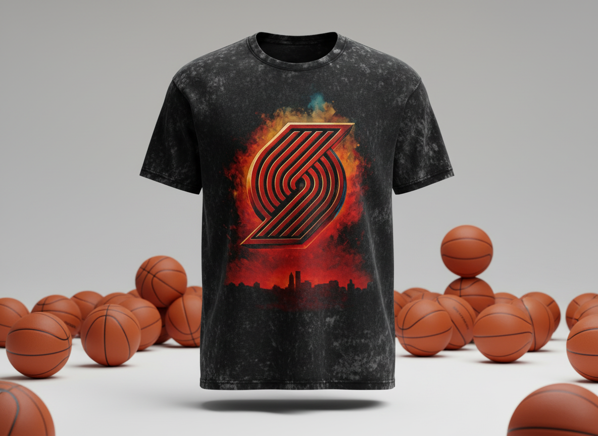 Portland Trail Blazers Logo Stonewash Throwback Vintage Tee