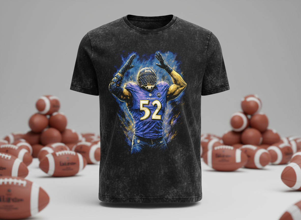 Ray Lewis #52 Ravens Celebration Throwback Vintage Tee