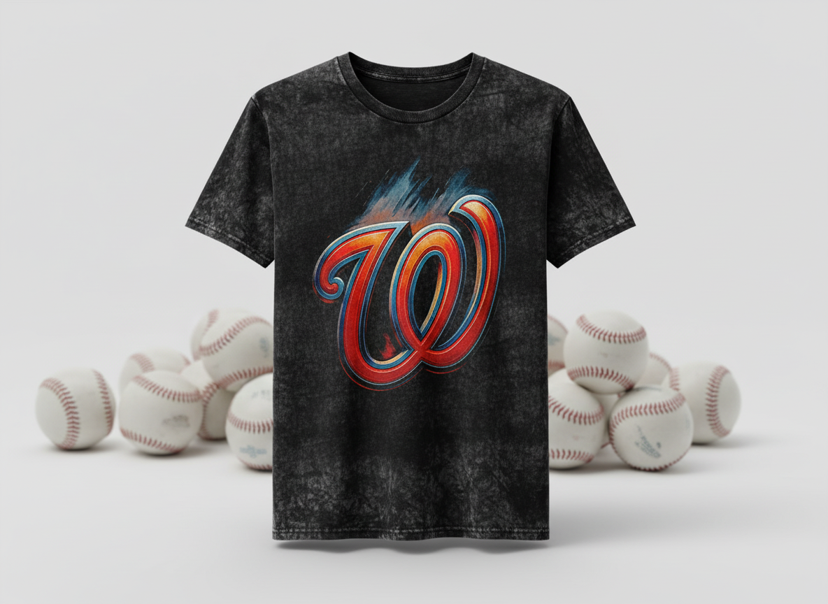 Washington Nationals P Logo Stonewash Throwback Vintage Tee