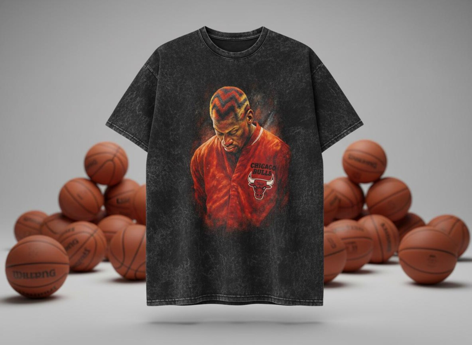 Rodman Bulls Portrait Throwback Vintage Tee