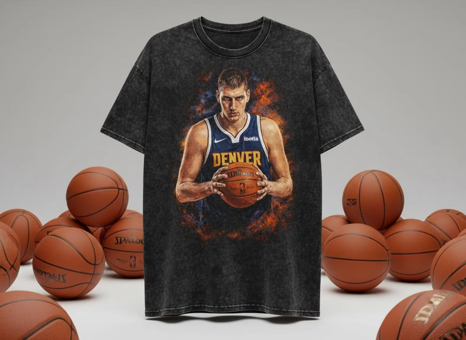 Jokic Denver Nuggets Portrait Throwback Vintage Tee