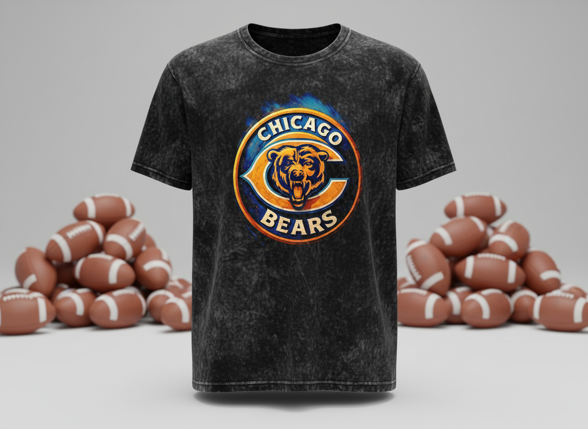 Chicago Bears Alt Logo Stonewash Throwback Vintage Tee