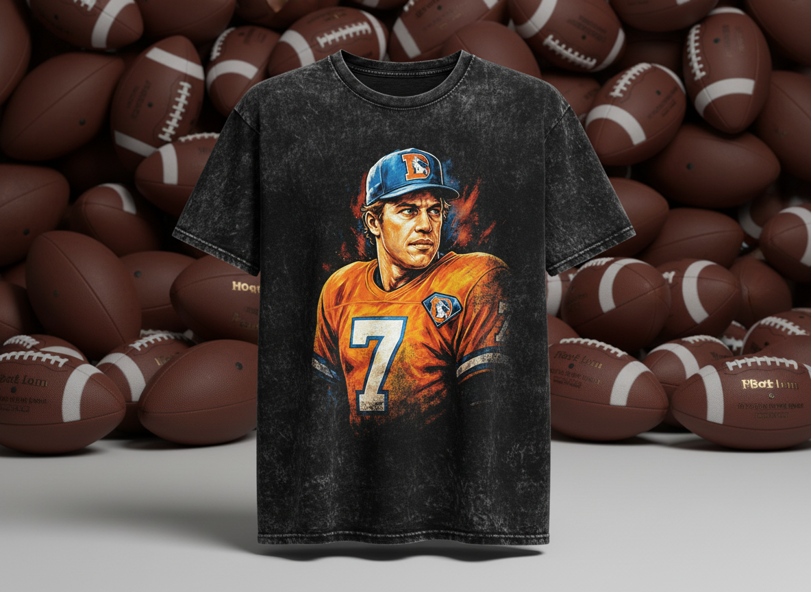 John Elway #7 Broncos Portrait Throwback Vintage Tee