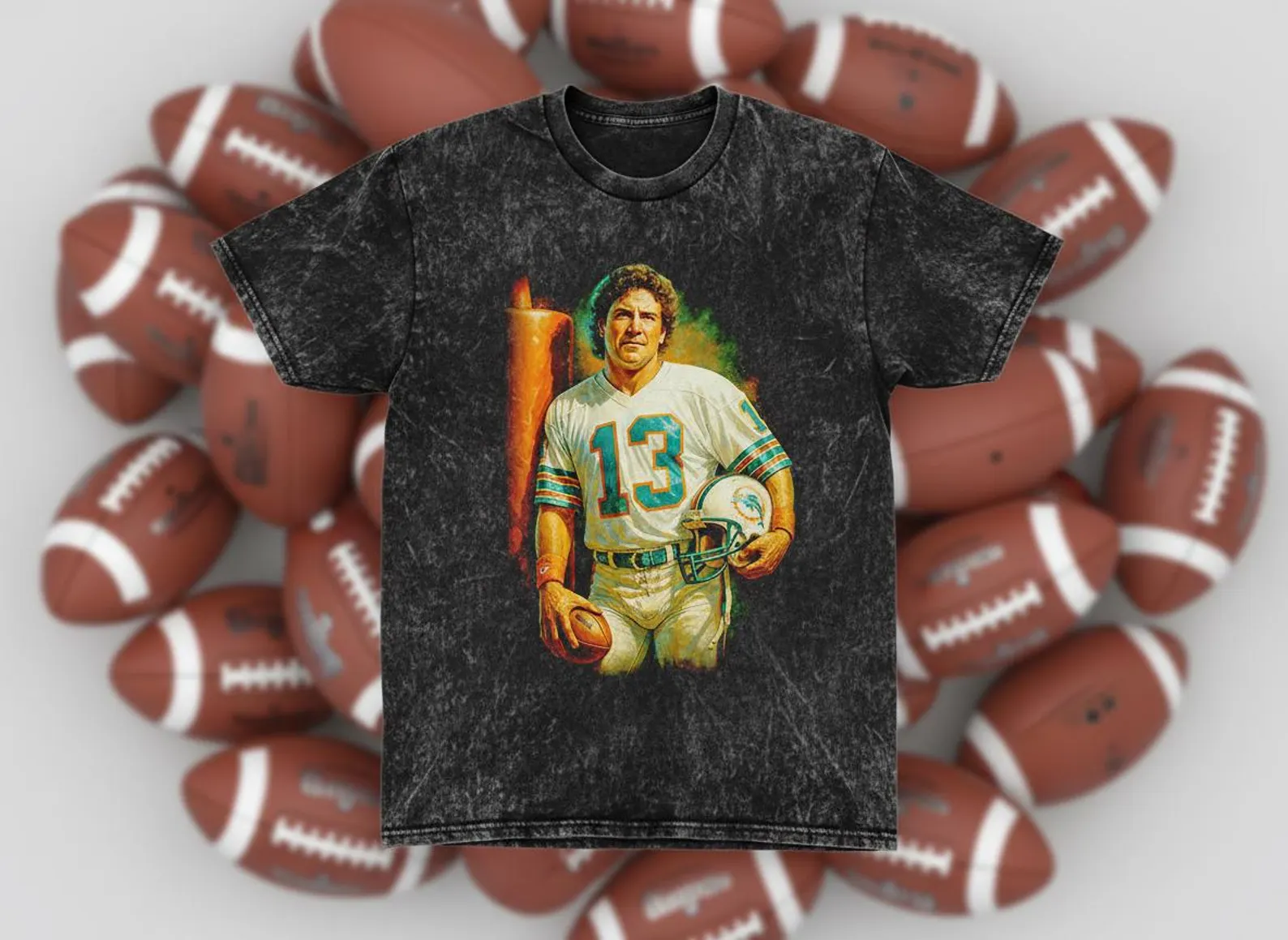 Dan Marino #13 Dolphins Portrait Throwback Vintage Tee