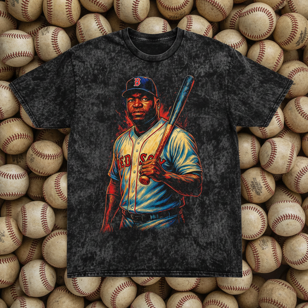 David Ortiz Stone-Wash Red Sox Throwback Vintage Tee