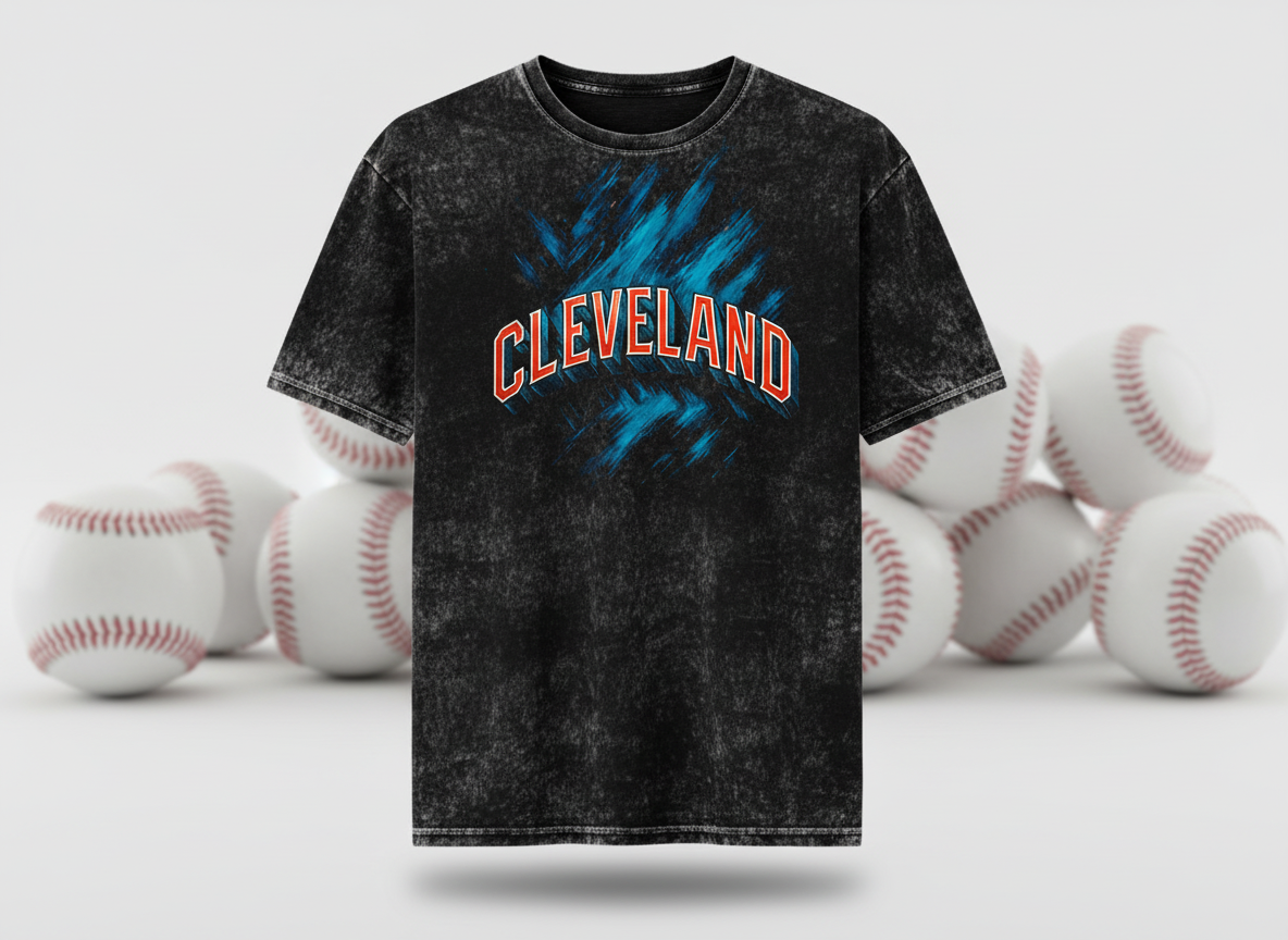 Cleveland Guardians Logo Stonewash Throwback Vintage Tee