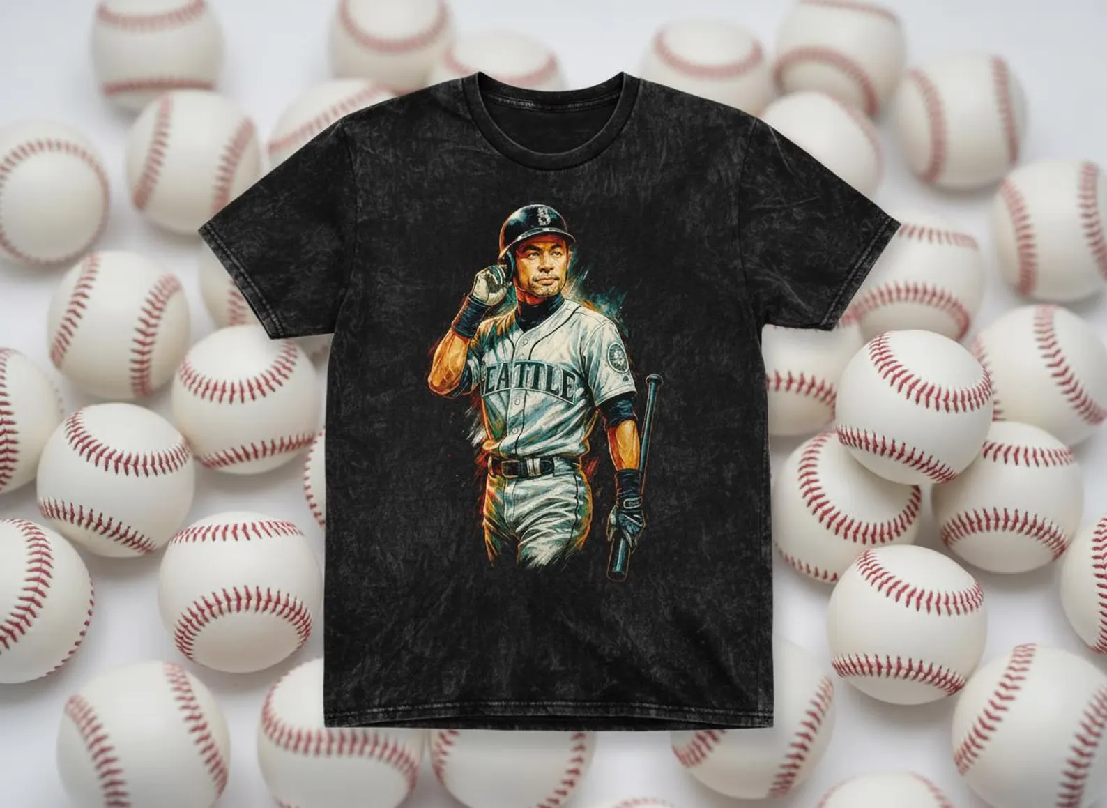 Ichiro #51 Seattle Mariners Tip Cap Throwback Vintage Tee