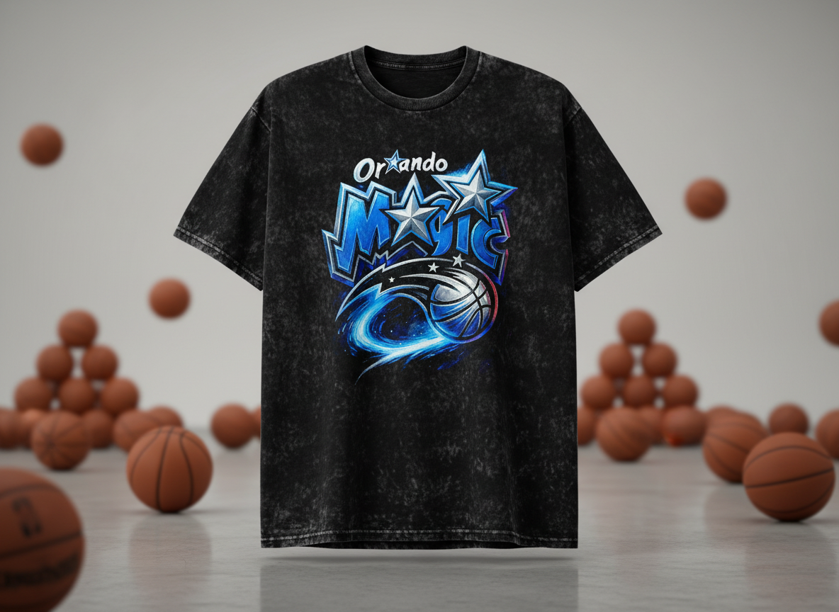 Orlando Magic Logo Stonewash Throwback Vintage Tee