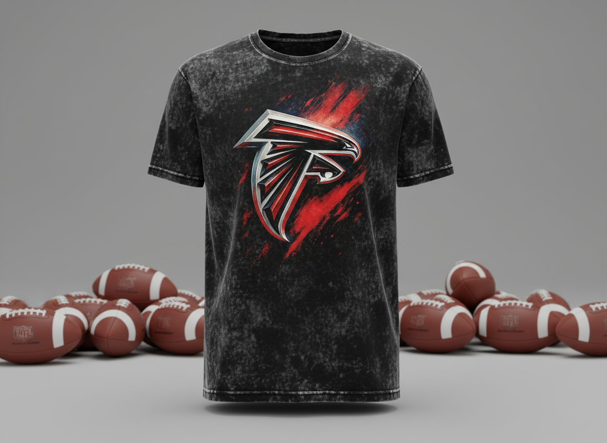 Atlanta Falcons Chrome Logo V2 Stonewash Throwback Vintage Tee