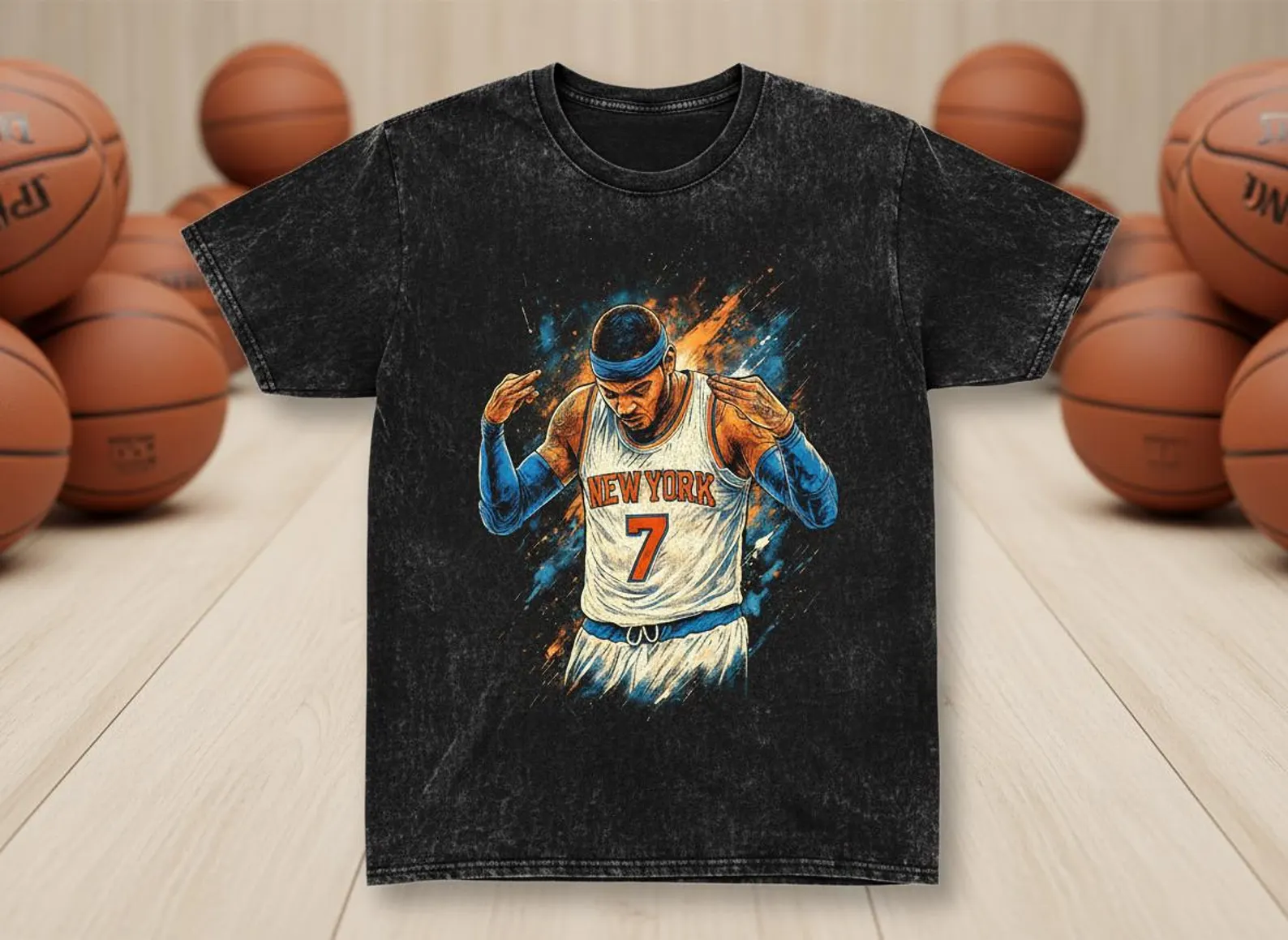 Carmelo #7 Knicks Throwback Vintage Tee