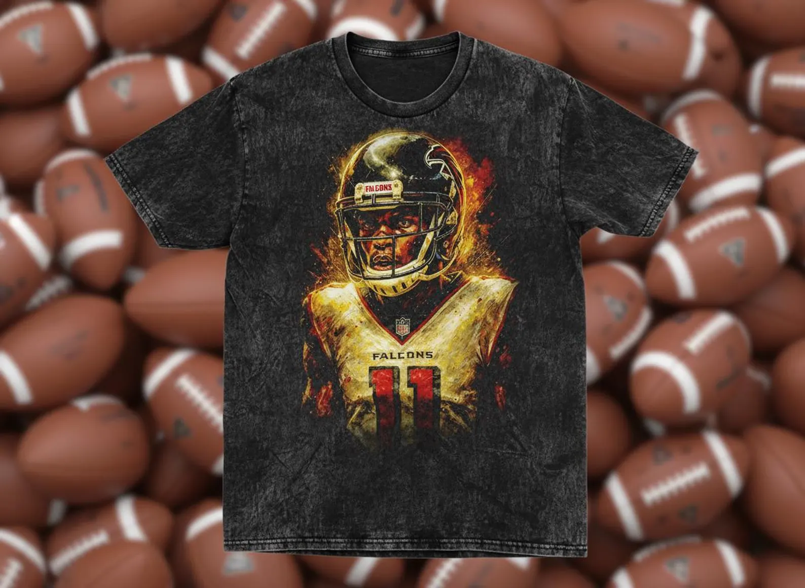 Julio Jones #11 Falcons Fire Throwback Vintage Tee