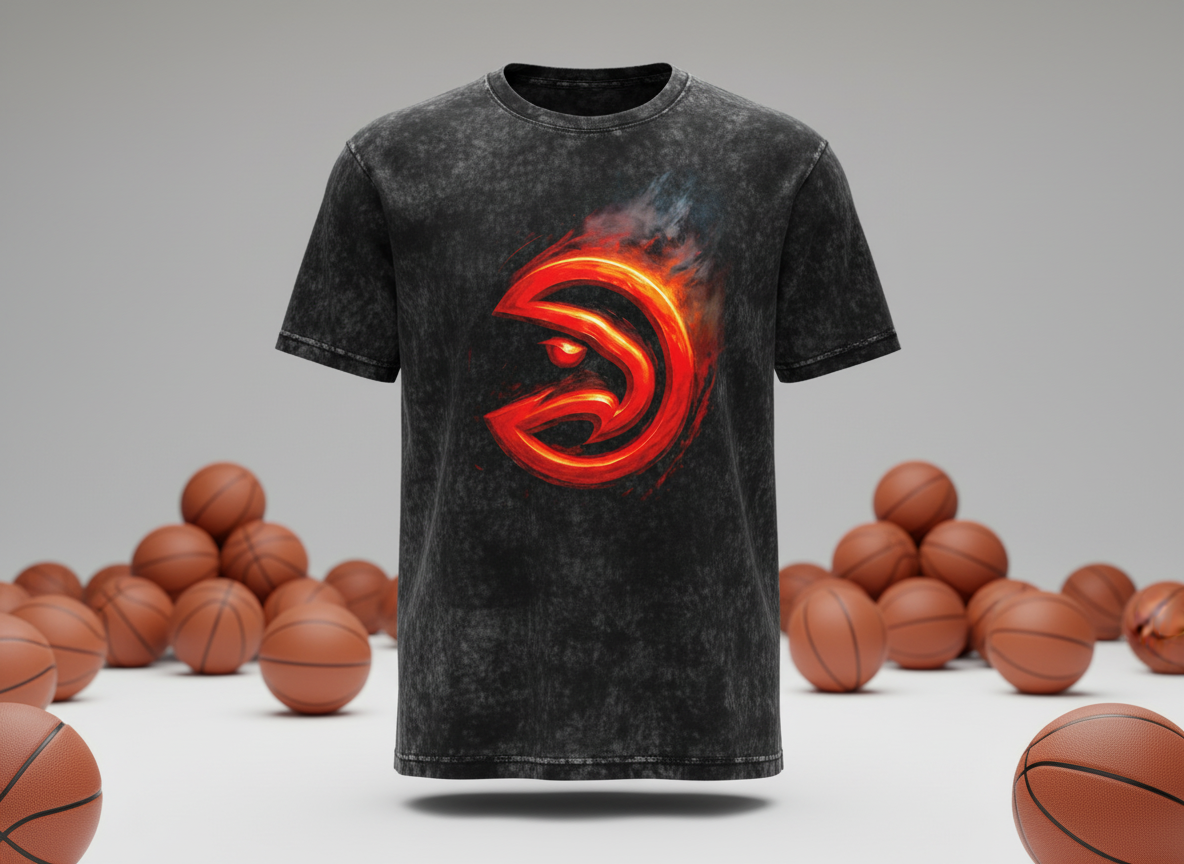 Atlanta Hawks Hawk Logo Stonewash Throwback Vintage Tee