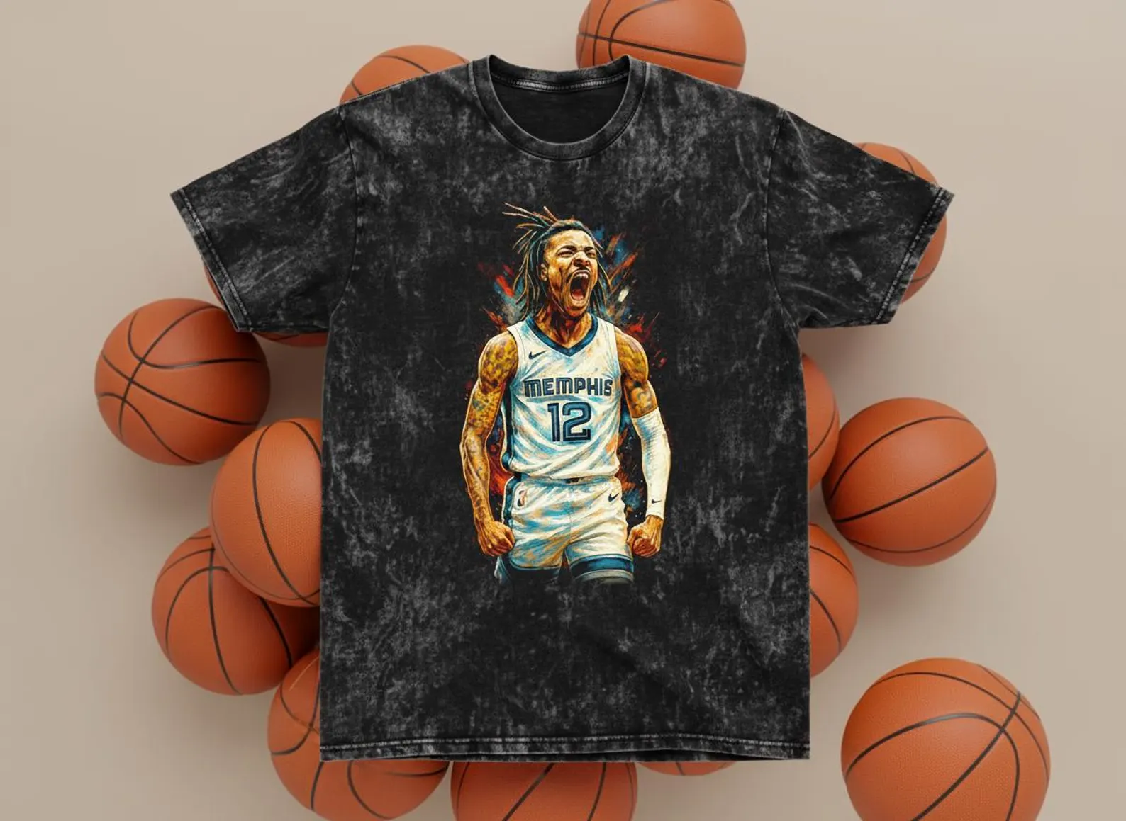 Ja Morant #12 Memphis Scream Throwback Vintage Tee