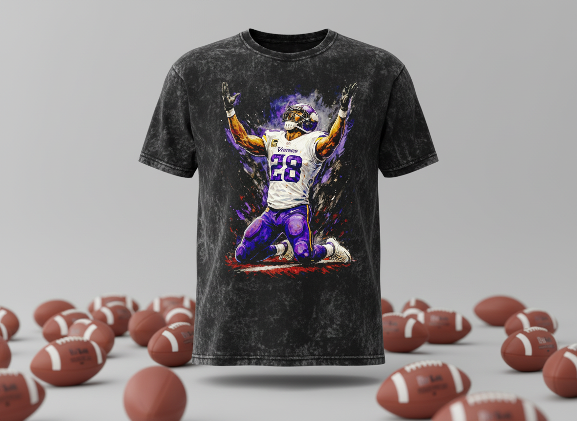 Adrian Peterson #28 Vikings Celebration Throwback Vintage Tee