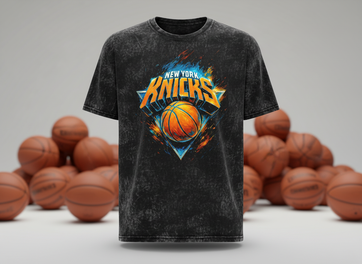 New York Knicks Logo Stonewash Throwback Vintage Tee
