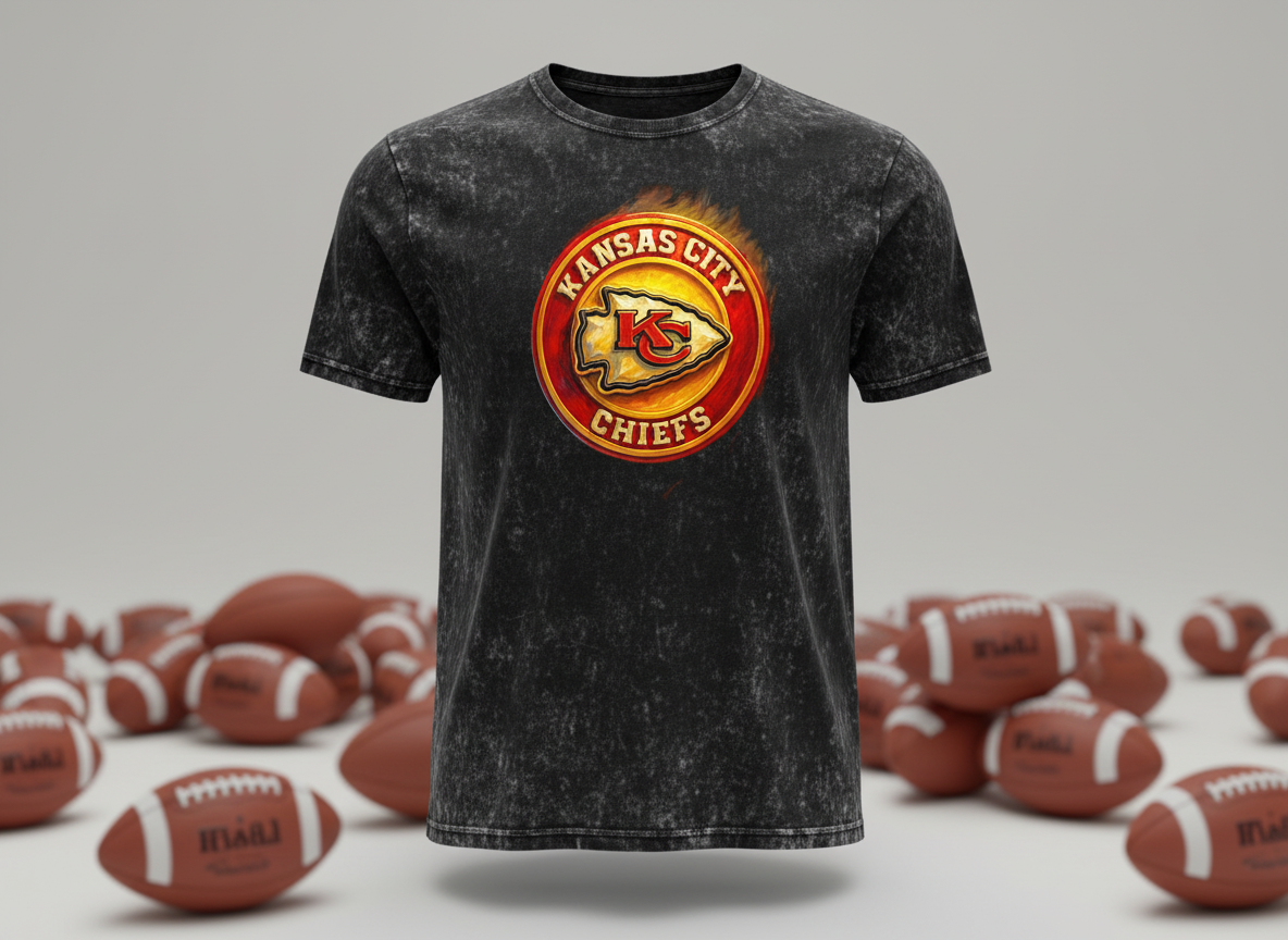Kansas City Chiefs Logo Stonewash Throwback Vintage Tee